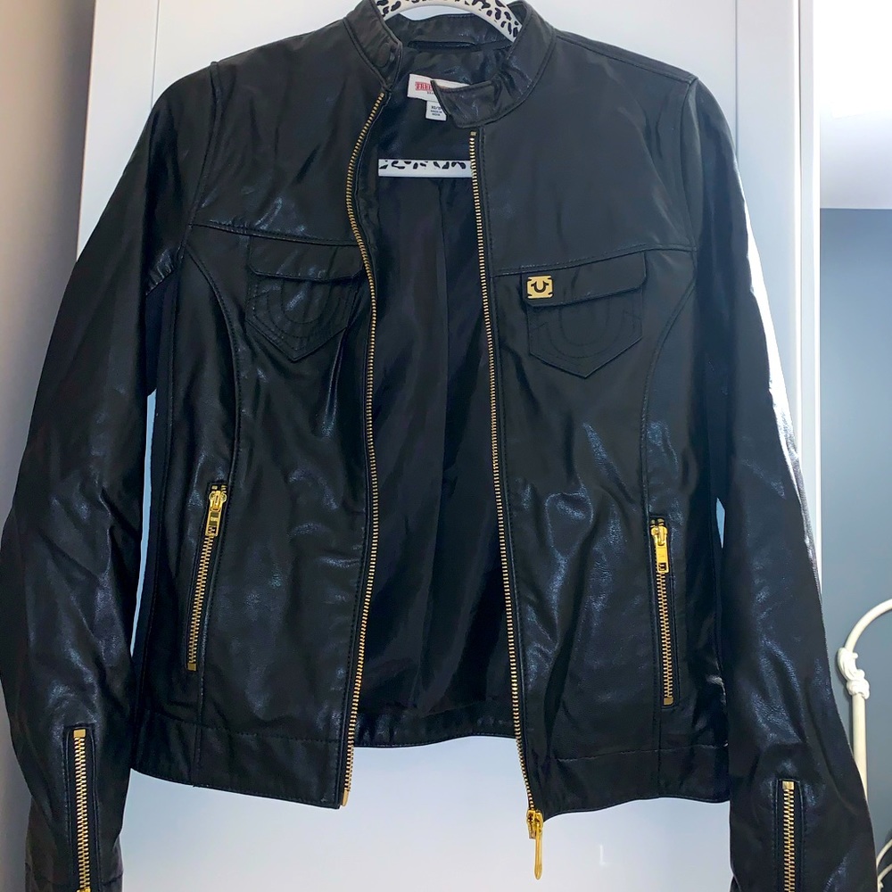 Authentic True Religion Leather Biker Jacket NWOT